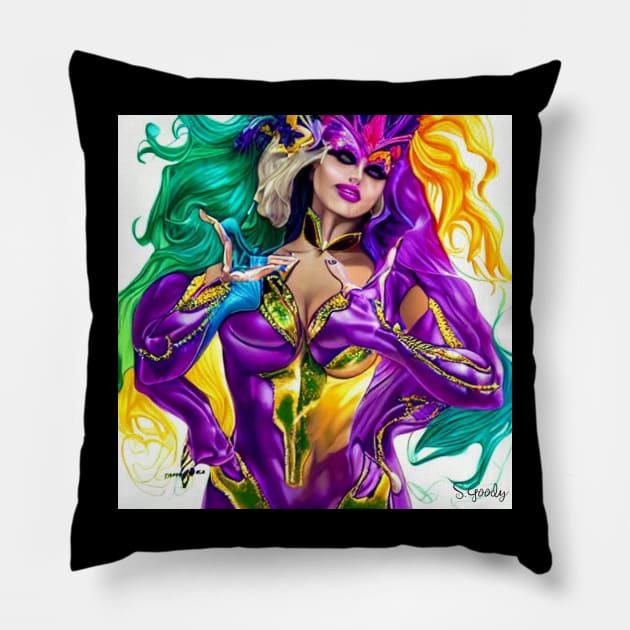 Mardi Gras '23 party into the night Pillow by Slimgoody's Tees