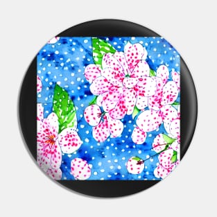 Cherry blossom and polka dots grandmillennial style pattern Pin