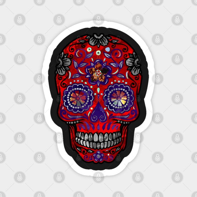 Funny Mexican Sugar Skull red Magnet by EDDArt