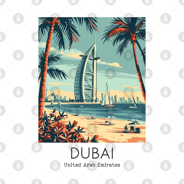 A Vintage Travel Illustration of Dubai - United Arab Emirates by goodoldvintage