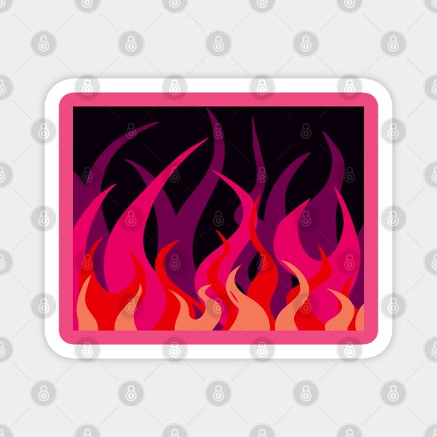 Hot Pink Flames Magnet by VazMas Design