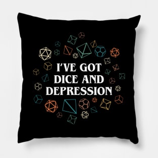 Dice and Depression Funny Tabletop RPG Pillow