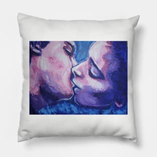 Lovers - Kiss In Pink And Blue Pillow