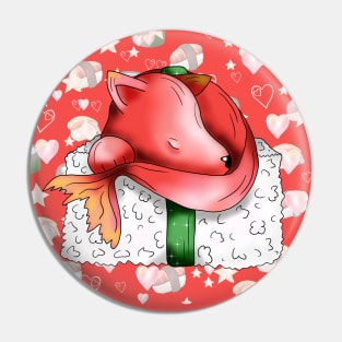 sushi lover cute pink fox nigiri Pin