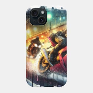 Artistic illustration of motorcycle racing Phone Case