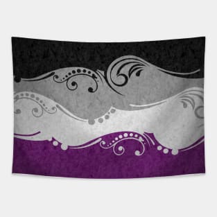 Fancy Swooped and Swirled Asexual Pride Flag Background Tapestry