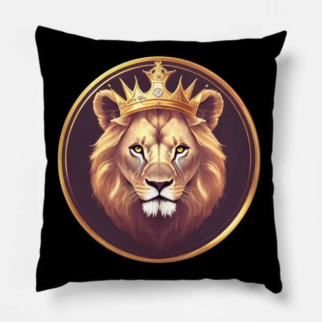 Regal Lion with Crown no.15 Pillow by Donperion