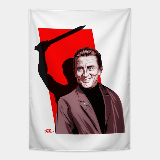 Kirk Douglas - An illustration by Paul Cemmick Tapestry by PLAYDIGITAL2020