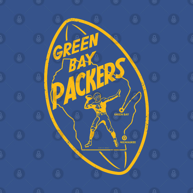 Disover Vintage Packers Football Shape (Yellow) - Green Bay Packers - T-Shirt