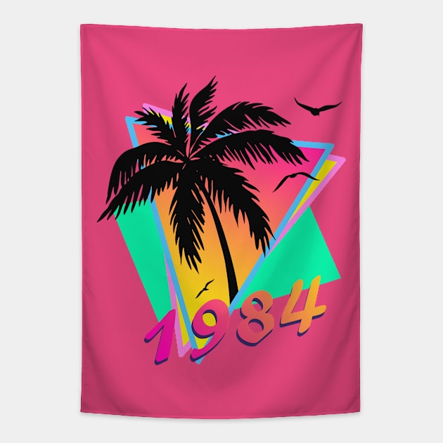 1984 Tropical Sunset Tapestry by Nerd_art