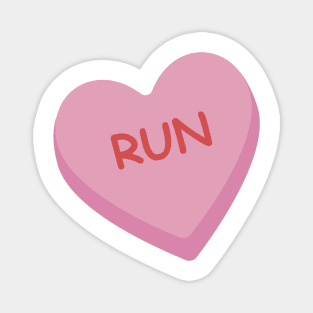 "Run" Pink Candy Heart Magnet