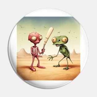 Martians playing cricket 1 Pin