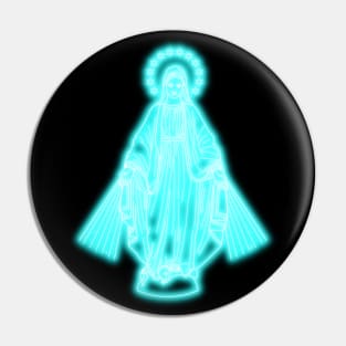 Blue Neon Virgin Mary Pin