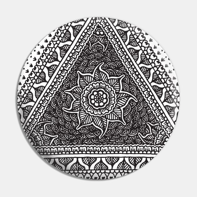 Triangle Henna Flower Pin by HLeslie Design