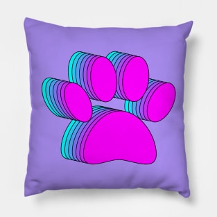 Pink Purple And Blue Dog Paws Pillow