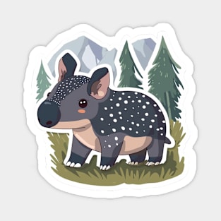 Cute Mountain Tapir Illustration - Adorable Animal Art Magnet