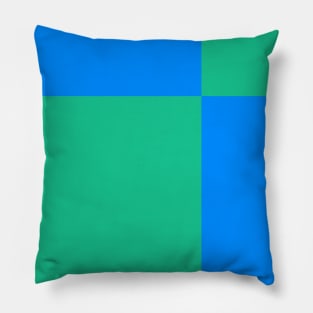 Two Colored Off Centered Square Pattern - Blue and Green - Abstract and Minimal Throw Pillow