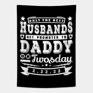 Only The Best Husbands Twosday Funny Typography White Text Tapestry