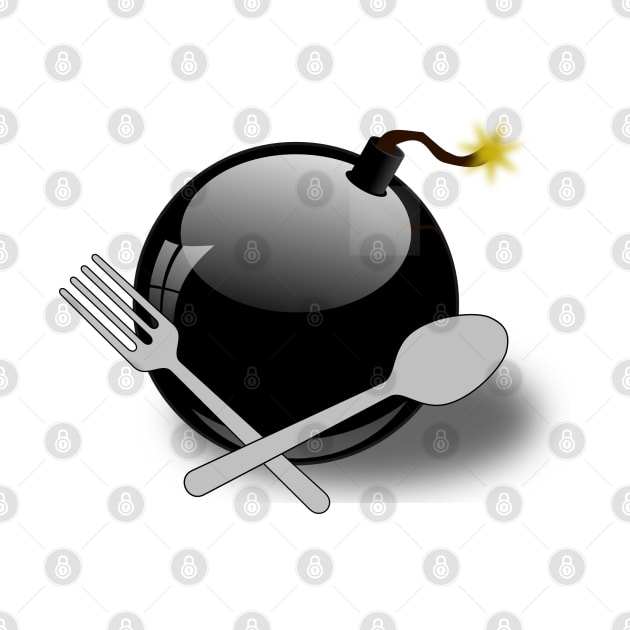 Funny Explosive Bomb with Spoon and Fork Utensils by Normo Apparel