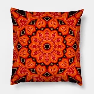 Mandala Kaleidoscope in Red and Black Pillow