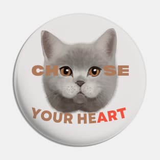 Feline Gaze: Choose Your Heart Pin