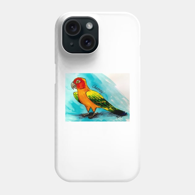 Chesney the Sun Conure Phone Case by SkyeElizabeth