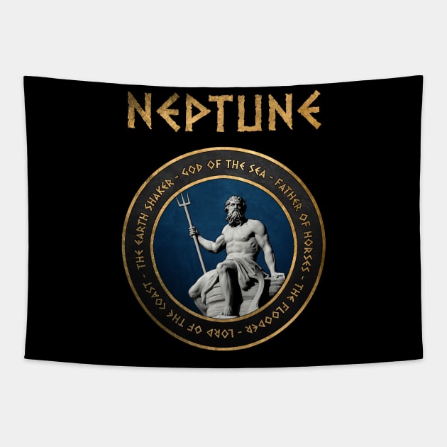 Neptune Ancient Roman Sea God Symbol Tapestry by AgemaApparel