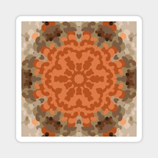 Retro Mandala Flower Orange and Tan Magnet