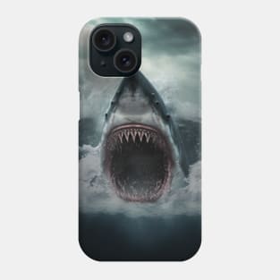 Big bad shark with open mouth in the water Phone Case