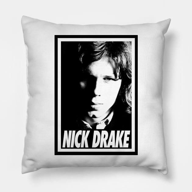 Nick Drake - Portrait retro Pillow by DoctorBlue