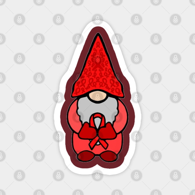 Gnome Holding a Red Awareness Ribbon Magnet by CaitlynConnor