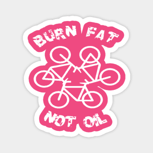 Burn Fat Not Oil Recycle Code Parody White Graphic Magnet