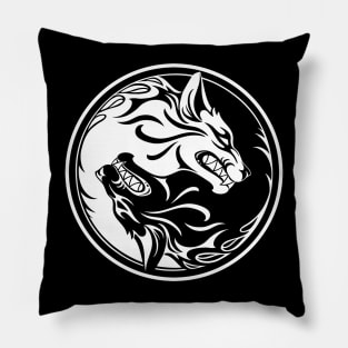 Black and White Yin Yang Wolves Pillow