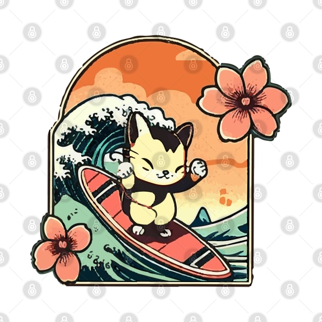 Surfing Kitty at Sunset by Kona Cat Creationz