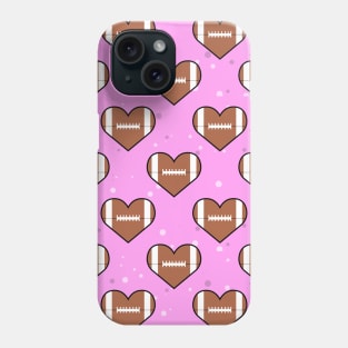 American Football Ball Texture In Heart Shape - Seamless Pattern on Pink Background Phone Case