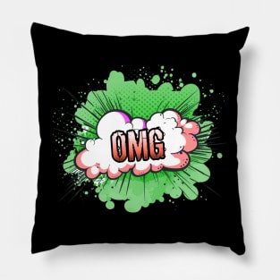 OMG - Trendy Gamer - Cute Sarcastic Slang Text - 8-Bit Graphic Typography - Christmas Pillow