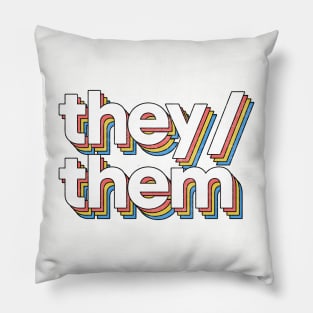 They/Them Pronouns --- Retro Style Design Pillow