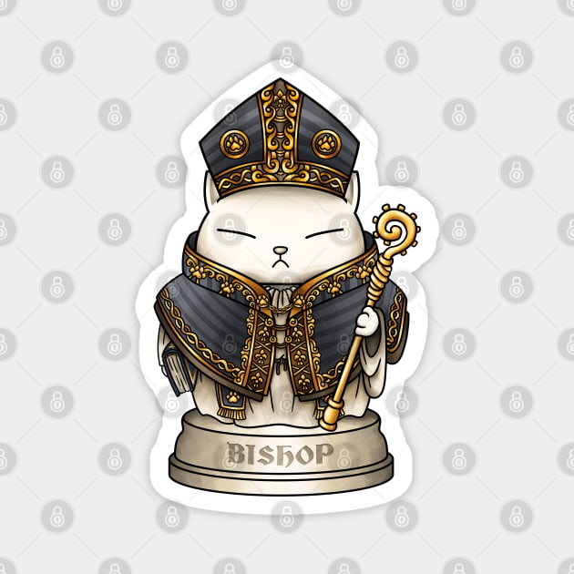 Chess Cat Bishop Magnet by Takeda_Art