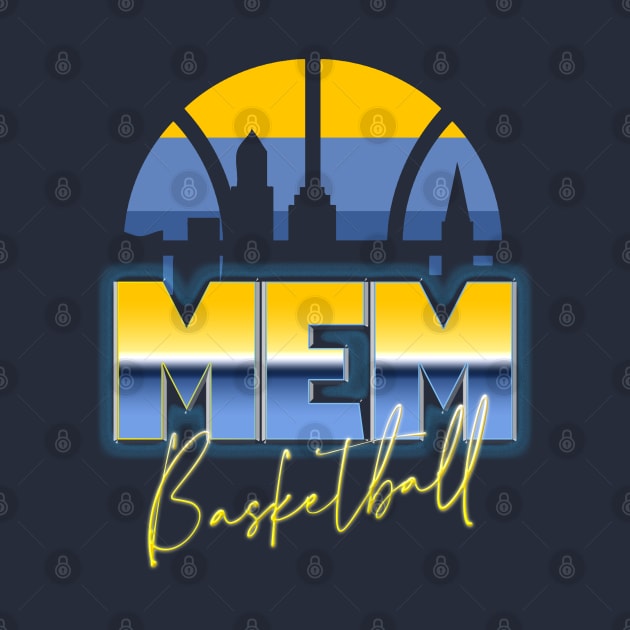 Memphis Basketball Retro 90s Chrome Skyline by funandgames