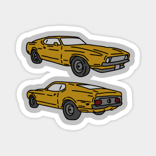 vintage retro muscle cars illustration Magnet