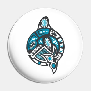 Orca Shamanic Animal Emblem - Grey Blue Pin