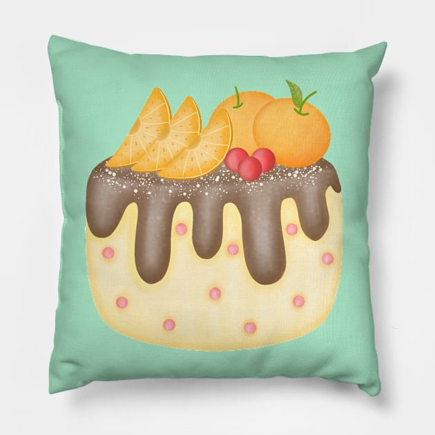 Cute orange birthday cake. Pillow by Onanong art design shop.