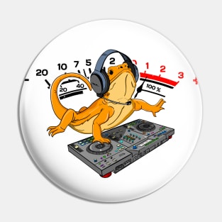 Bearded Dragon DJ Gift Djing VU Meter Level Pin