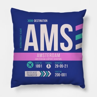 Amsterdam (AMS) Airport Code Baggage Tag Pillow