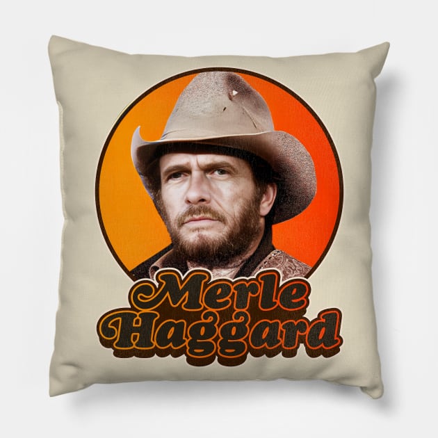 Retro Merle Haggard Legend Design Pillow by darklordpug