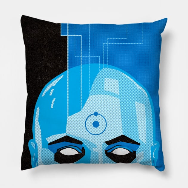 Doctor Manhattan in Blue Pillow by dcescott