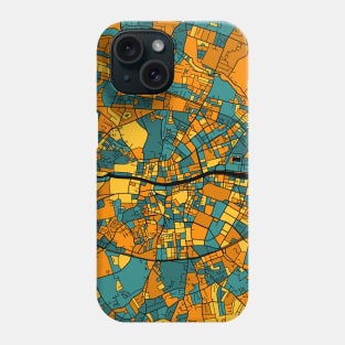 Dublin Map Pattern in Orange & Teal Phone Case