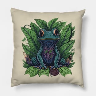 Floral Smiling Frog Pillow