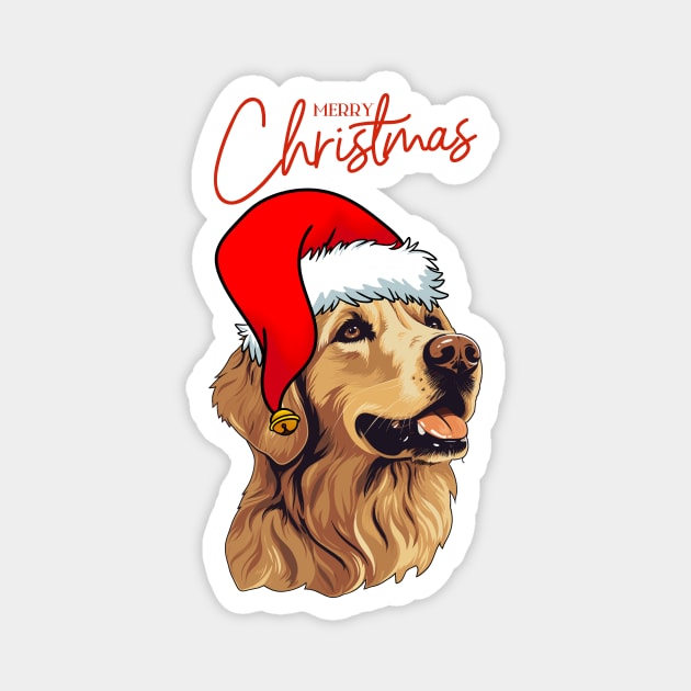 Merry Christmas with Santa Golden Retriever Dog Magnet by Seasonal Dogs