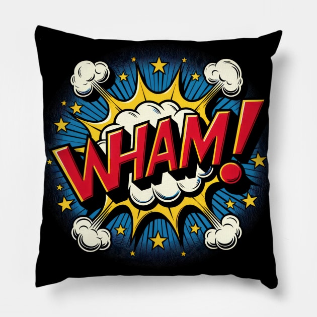 Blast of Nostalgia: 'WHAM!' in Comic Glory Pillow by TooplesArt